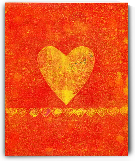 Sunshine heart abstract acrylic painting  by Karen Kaspar
