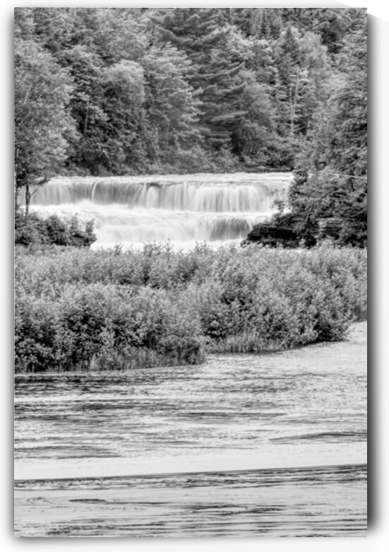 Tahquamenon Falls After Rain Grayscale by Jennifer White