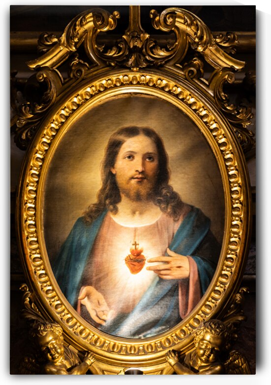 Bologna Italy   San Luca Sanctuary. Heart of Jesus Christ paint by Paolo Modena