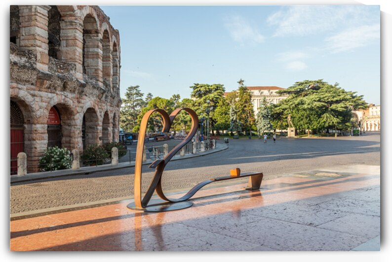 Sculptural composition Forever Love   Bench of Love   in fron of by Paolo Modena