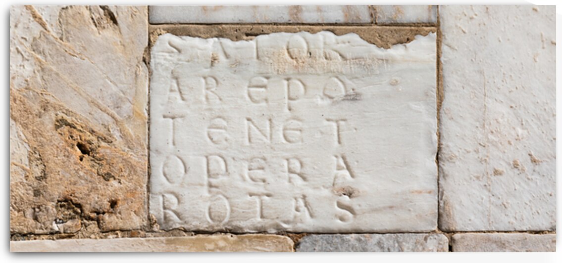 Facade of Siena Cathedral Italy. The magic Sator square esoter by Paolo Modena