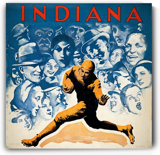 1930s Vintage Indiana Hoosiers Football Art by Row One Brand