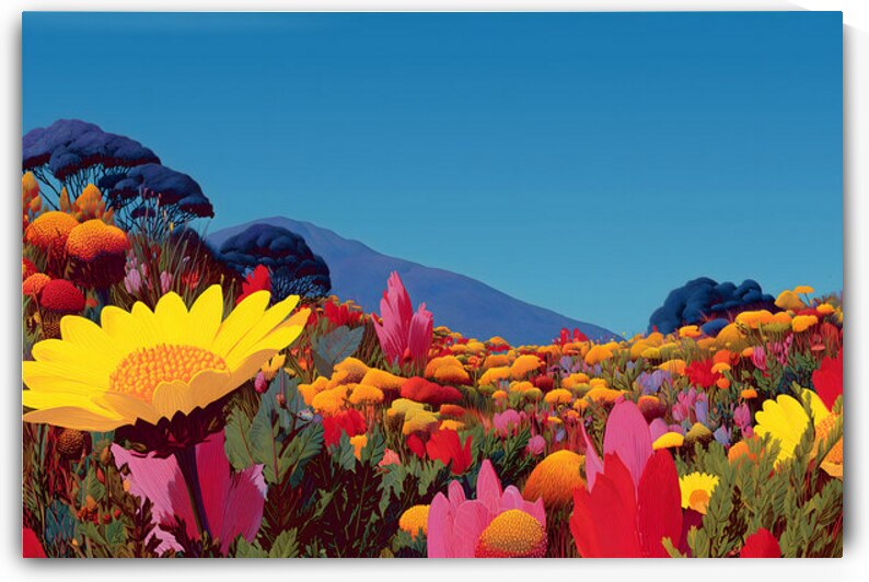 Radiant Bloom – Floral Landscape Art Print by Savage Art Prints