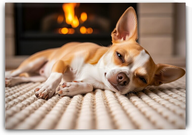 Chihuahua Puppy Falls Asleep By The Fire by Puppy Prints