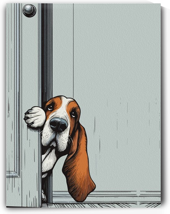 Adorable Basset Hound Dog Wall Art by Ramy Salah Hefny