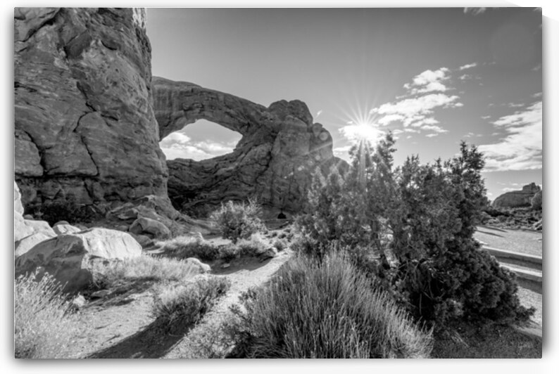 Sunburst At Arches North Window Grayscale by Jennifer White