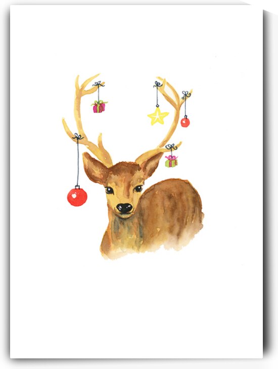 Christmas deer watercolor painting by Karen Kaspar