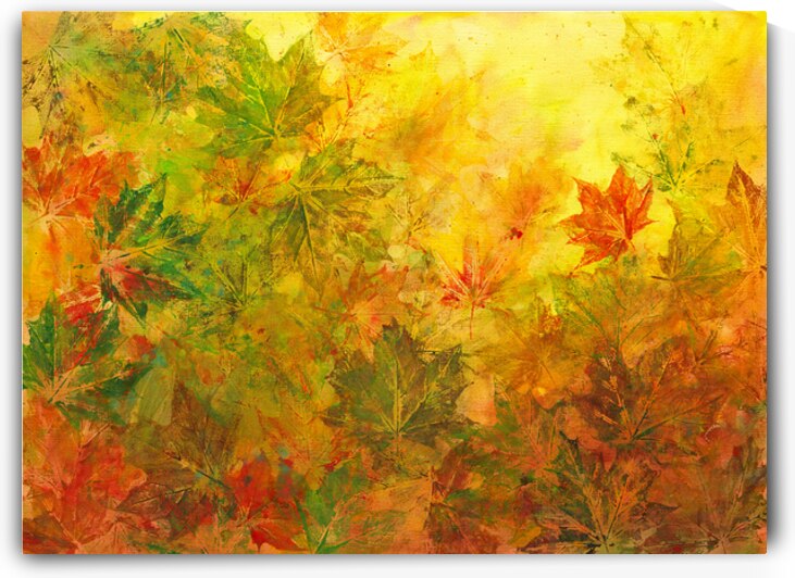 abstract fall leaves acrylic painting  by Karen Kaspar