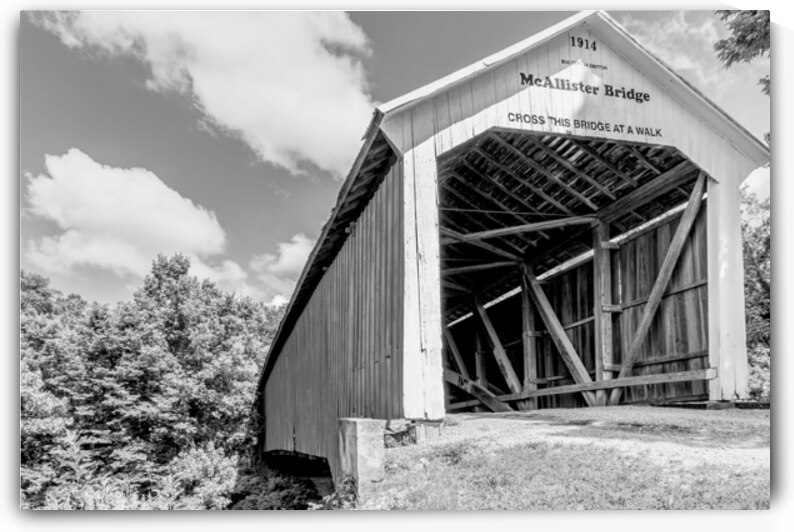 Beside McAllister Bridge Indiana Grayscale by Jennifer White