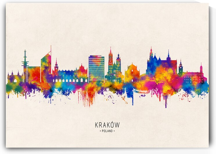 Krakow Poland Skyline Beige by Towseef Dar