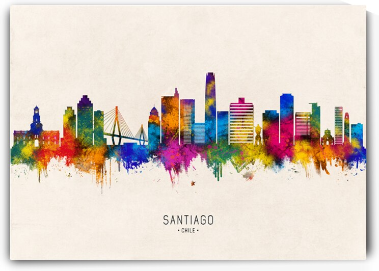 Santiago Chile Skyline Beige by Towseef Dar