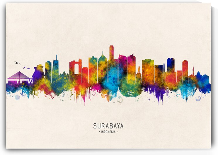 Surabaya Indonesia Skyline Beige by Towseef Dar