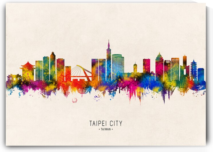 Taipei Taiwan Skyline Beige by Towseef Dar