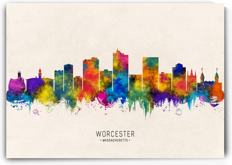 Worcester Massachusetts Skyline Beige by Towseef Dar