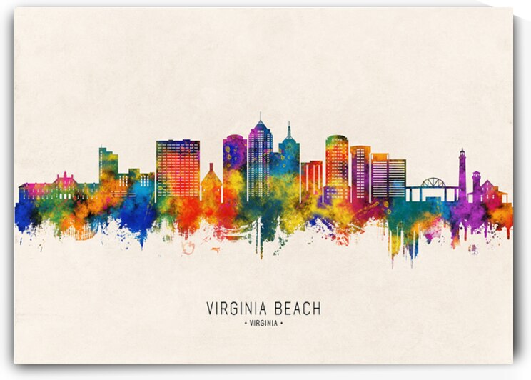 Virginia Beach Virginia Skyline Beige by Towseef Dar