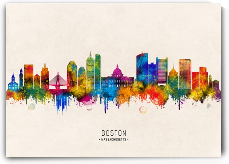 Boston Massachusetts Skyline Beige by Towseef Dar