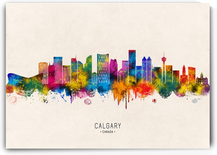 Calgary Canada Skyline Beige by Towseef Dar