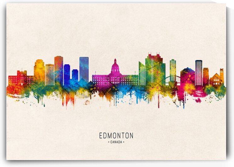 Edmonton Canada Skyline Beige by Towseef Dar