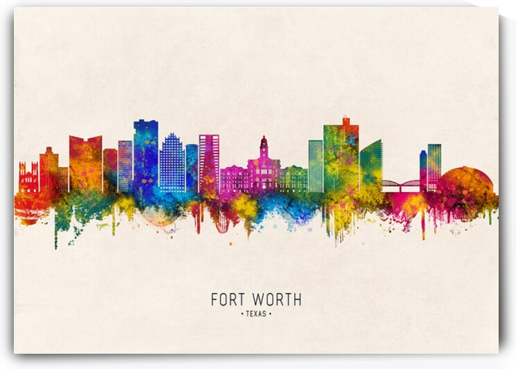 Fort Worth Texas Skyline Beige by Towseef Dar