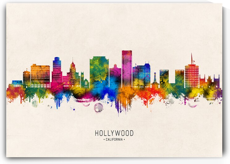 Hollywood California Skyline Beige by Towseef Dar