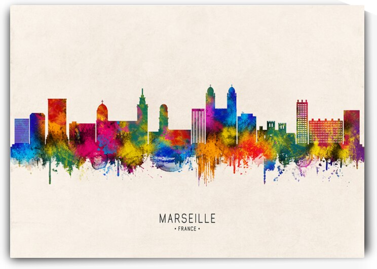 Marseille France Skyline Beige by Towseef Dar