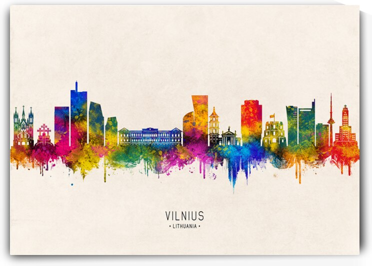 Vilnius Lithuania Skyline Beige by Towseef Dar