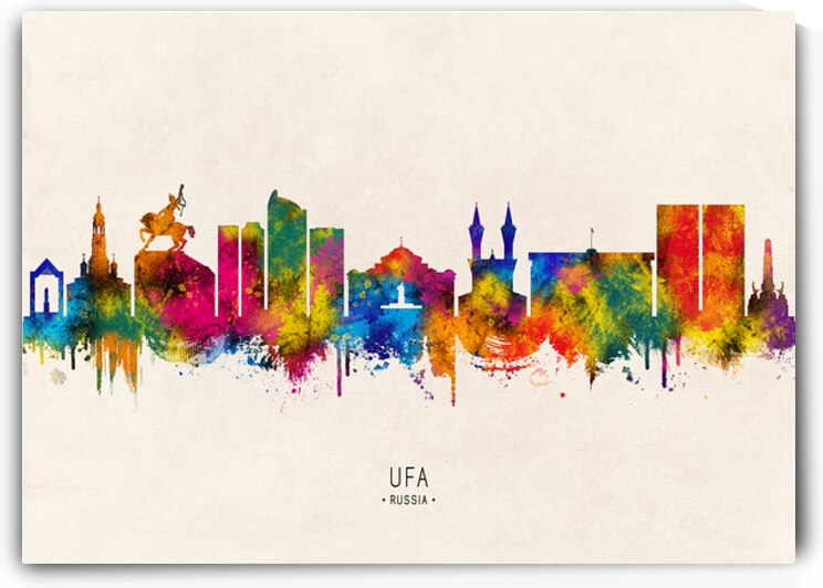 Ufa Russia Skyline Beige by Towseef Dar