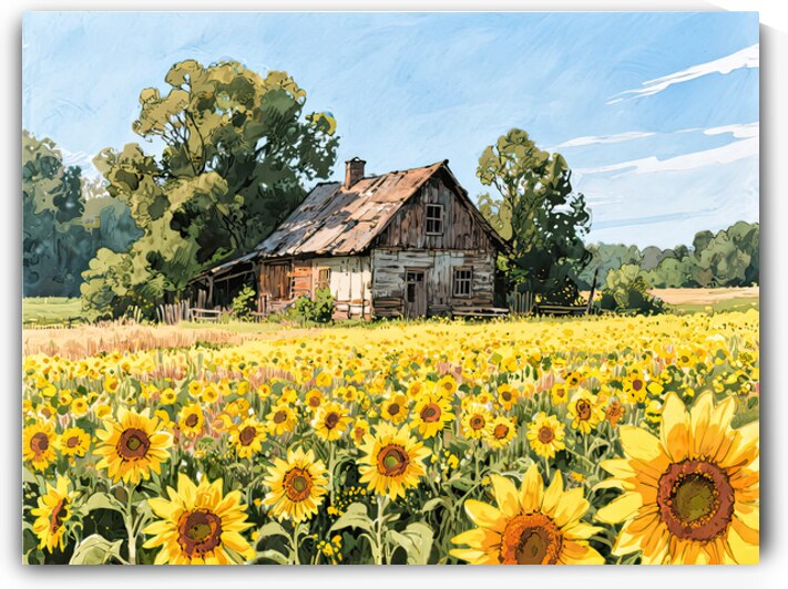 Sunlit Sunflower Homestead   GIA2501 0520 ILU by JordiCarrio