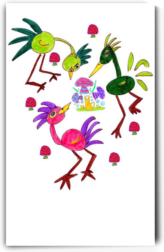 Abstract Cute Birds and Mushrooms Too by Catriona Roberts Nature Photography and Designs