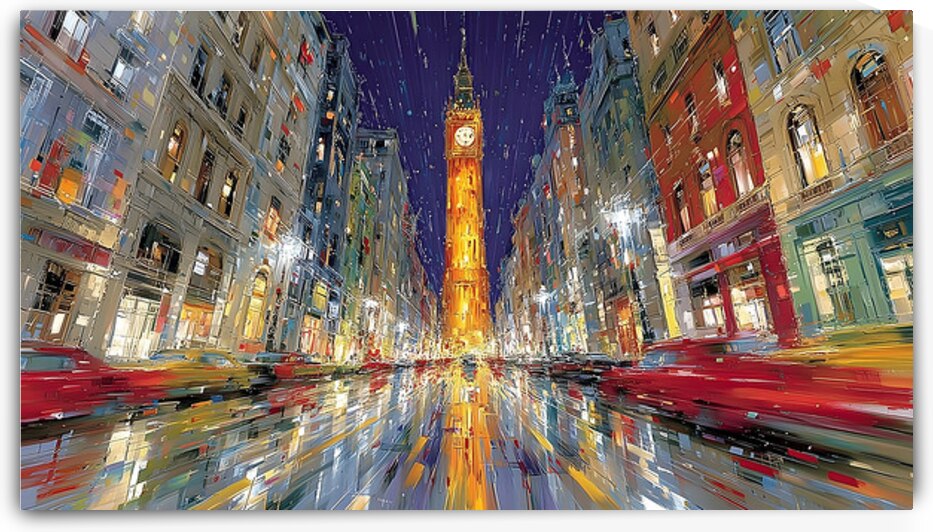 Timeless Motion Blur – Big Ben at Night Cityscape Art Print by Savage Art Prints