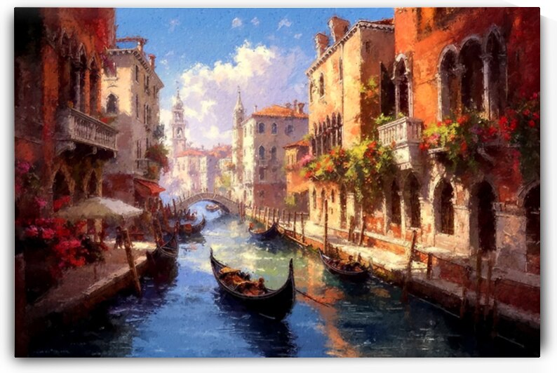 Wall Mural of a Painting of a Venice Canal 1 by Bob Tamburello