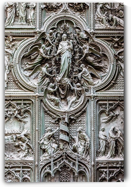Italy Milan. Detail of the Cathedral door   the Duomo   with an by Paolo Modena