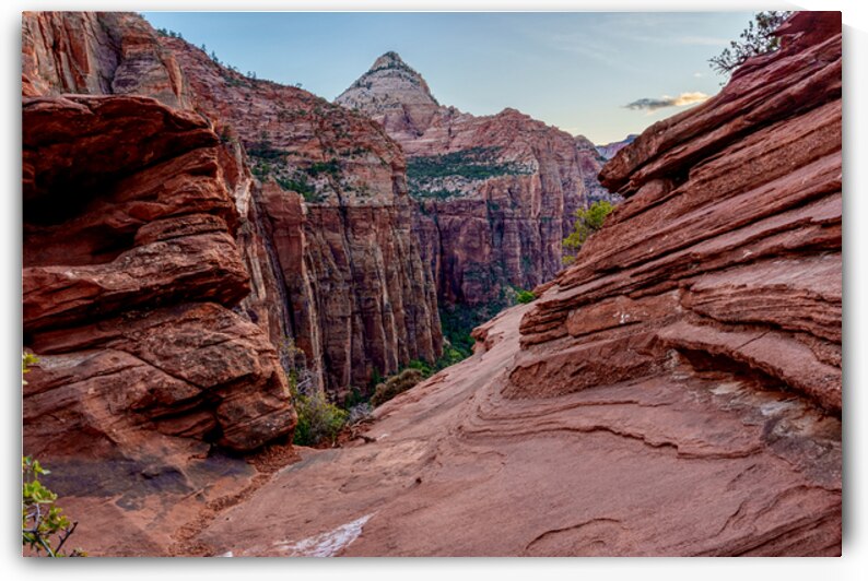 Zion Canyon Overlook Mountain Over Rocks by Jennifer White