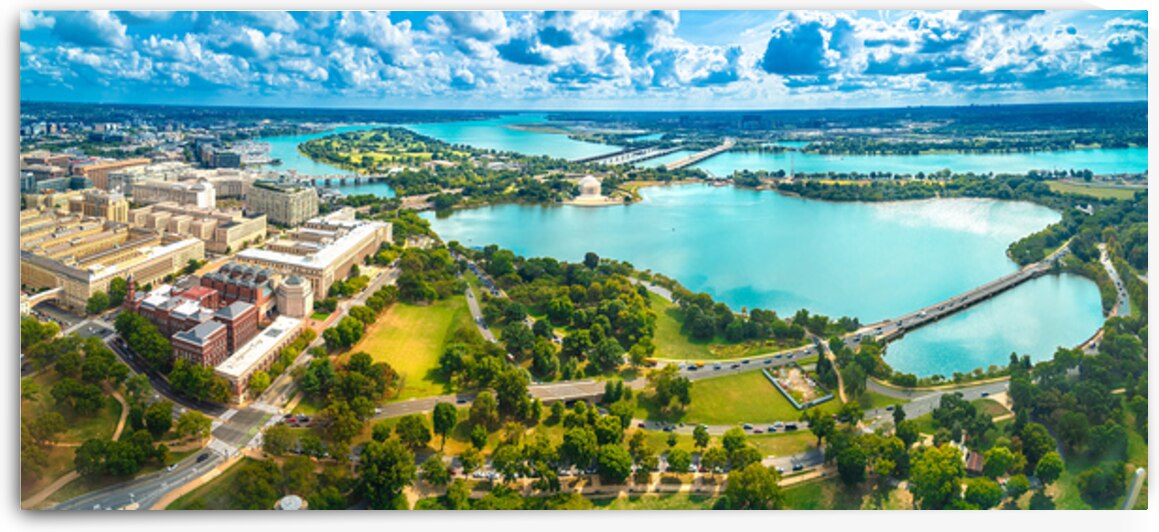 Majestic Potomac river in Washington DC aerial panorama by Dalibor Brlek