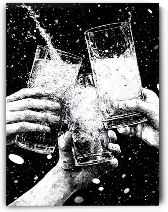 Cheers – Champagne Toast Art Print by Savage Art Prints