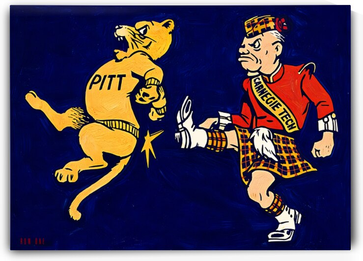 Vintage Carnegie Tech Pitt Panther Cartoon Art by Row One Brand
