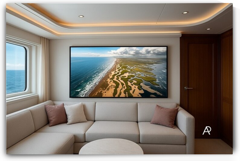 Coastal Wetlands with Sky Yacht Interior Signed.j by Abstract Photorealism