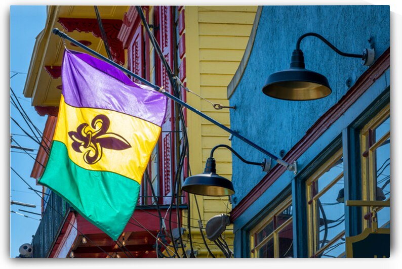 Mardi Gras flag in New Orleans Louisiana by DELPHIMAGES