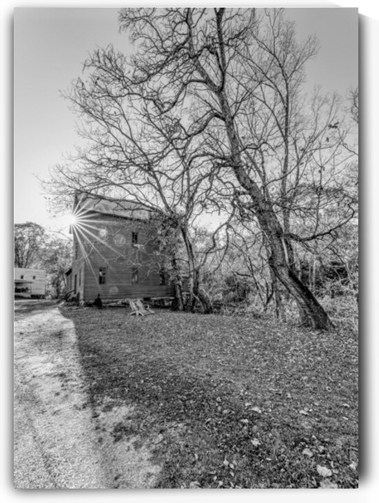 Topaz Mill Side View Sunburst Grayscale by Jennifer White