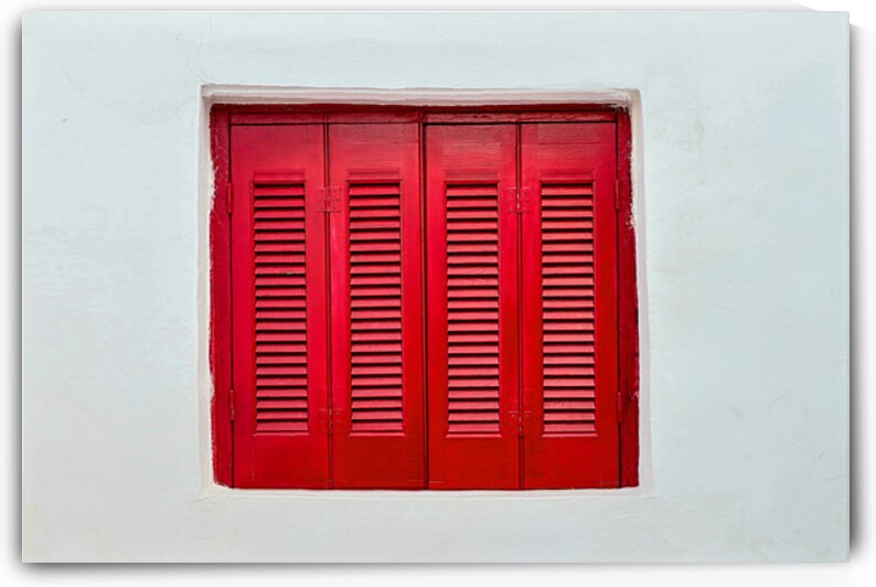 Greek Window with Red Shutters Anafiotika Athens by Pavlos Art Photography