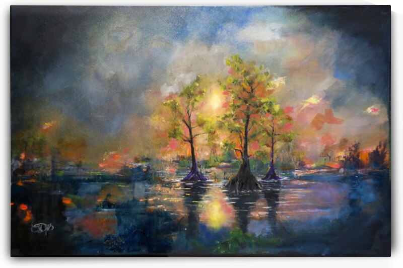 Where Sky and Water Meet – Abstract Landscape by Native American artist Connie D Phillips by Connie D Phillips