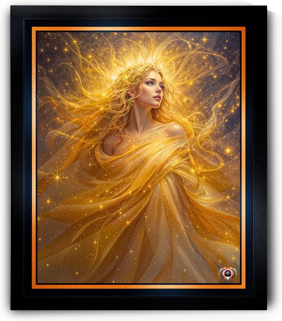 Golden Realm Portrait Of The Golden Goddess Asteria Volante Captivating AI Concept Art by Xzendor7 by xzendor7
