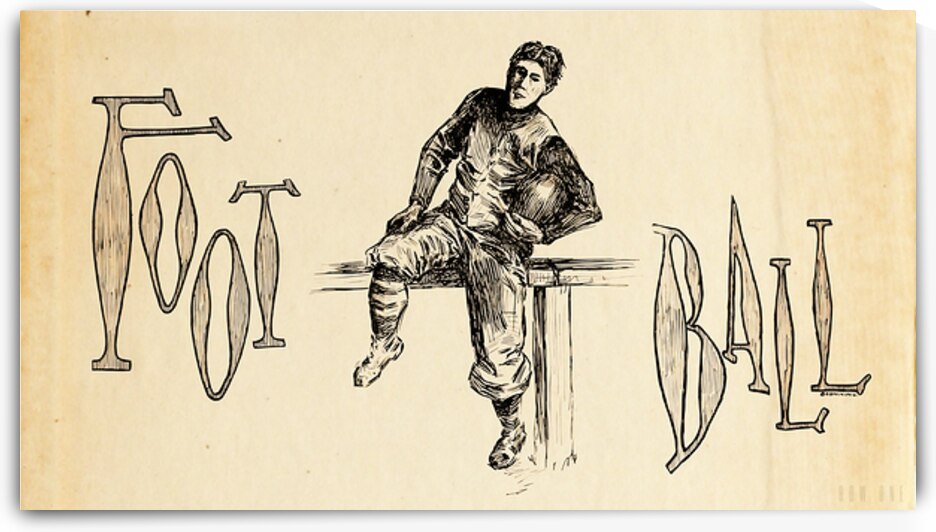 Early 1900s Football Player on Bench by Row One Brand