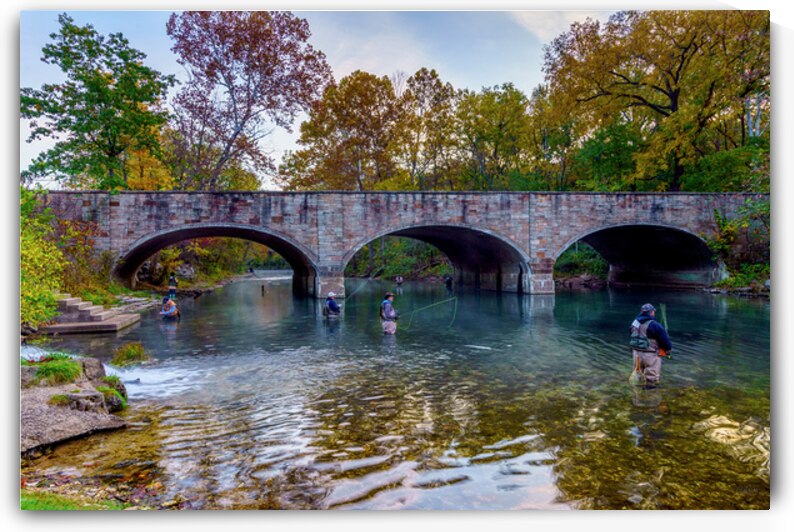 Autumn Morning Anglers At Bennett Spring by Jennifer White