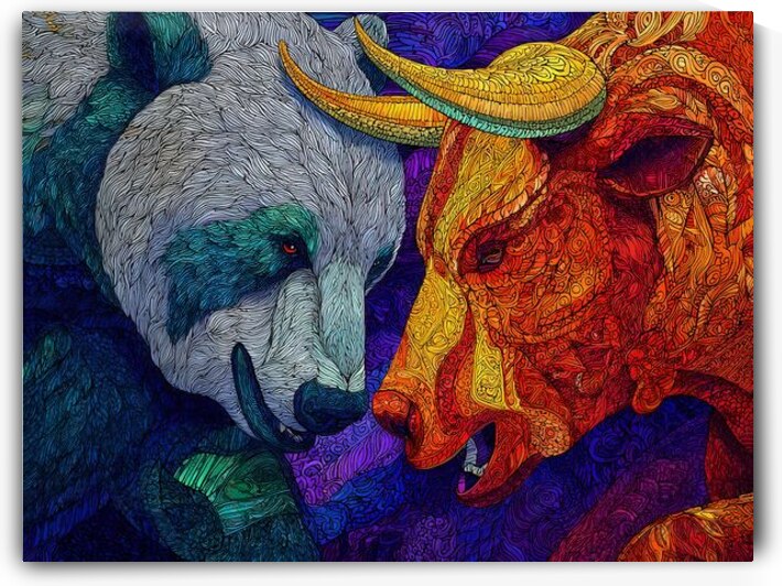 Wall Street Bull And Bears - Bull Stocks by SykArt Designs