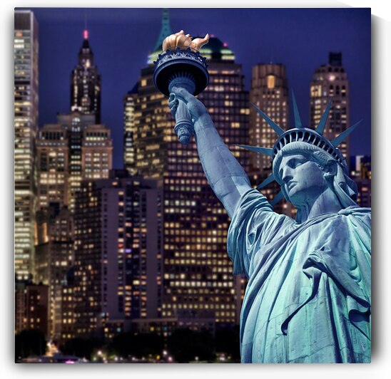 Statue of Liberty New York at night by DELPHIMAGES