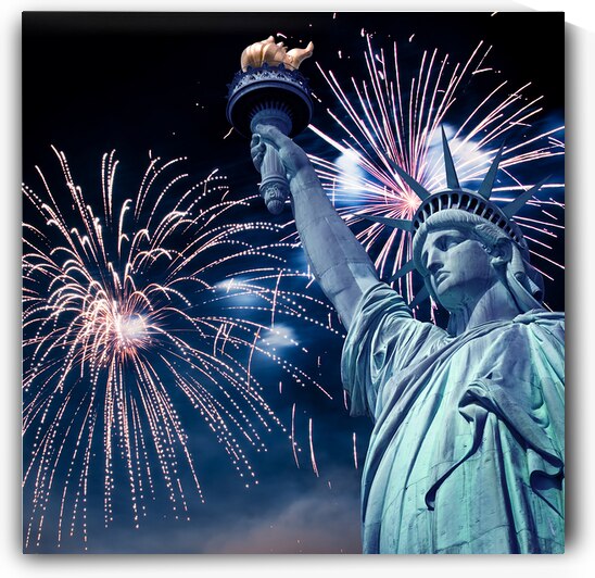 Statue of Liberty fireworks by DELPHIMAGES
