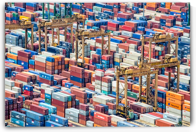 Piles of containers in the harbor of Singapore by DELPHIMAGES