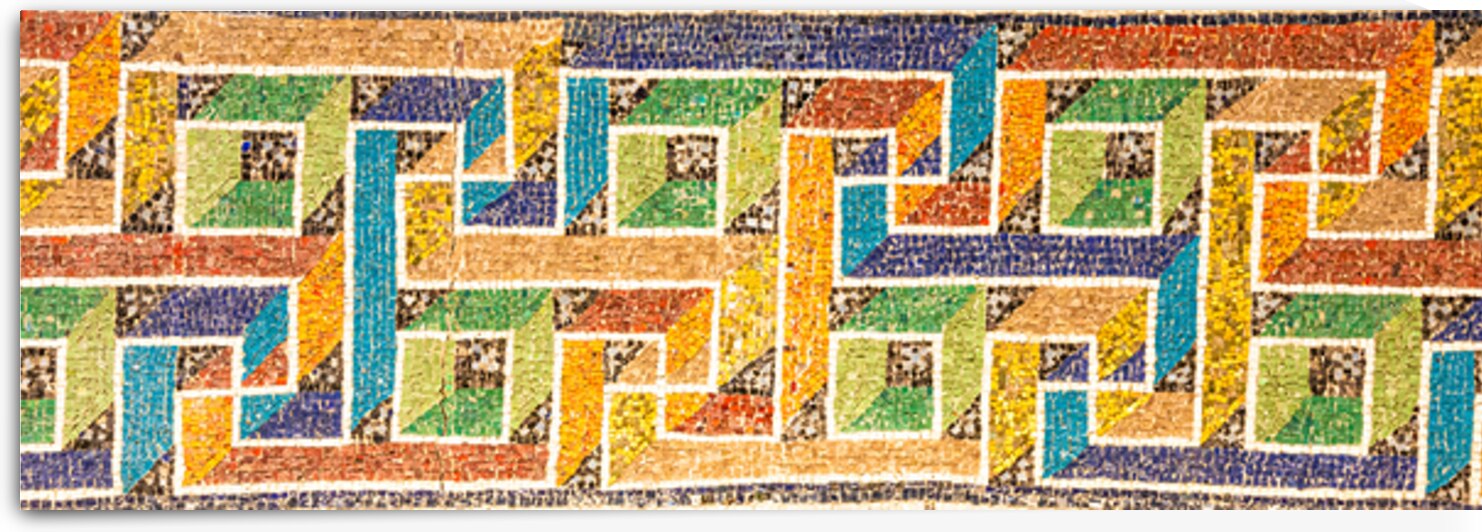 Marble mosaic decoration. Detail and colors in this photography by Paolo Modena