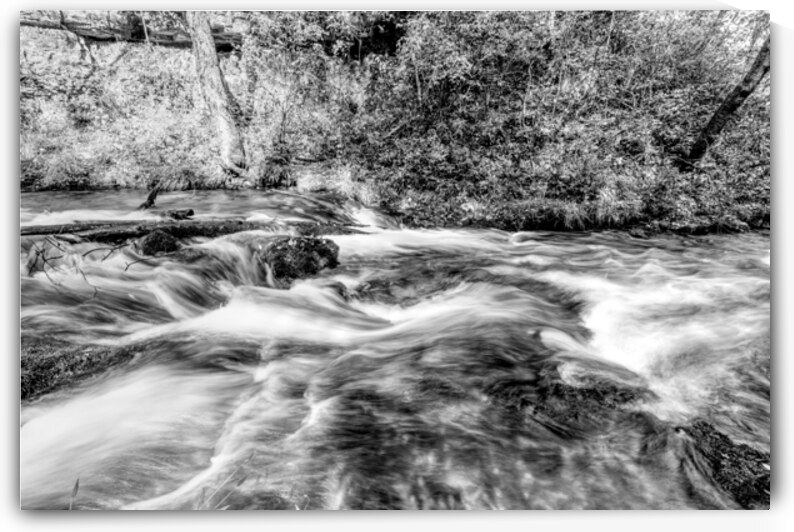 Rushing Waters Of Ozarks Greer Spring Grayscale by Jennifer White
